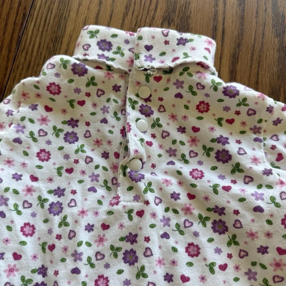 Vtg One Piece Body Suit Set Of‎ 2 Baby Girl 12 Months Pink Cotton Oshkosh Floral